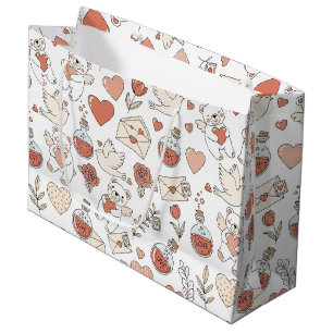 Cute Bear and Hearts -- Pastel Nursery (12) Large Gift Bag