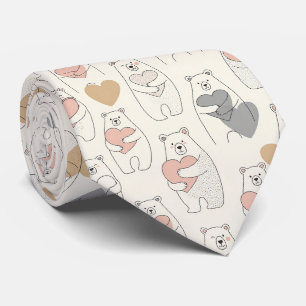 Cute Bear and Hearts -- Pastel Nursery (4) Tie