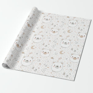 Cute Bear and Hearts -- Pastel Nursery (9) Wrapping Paper