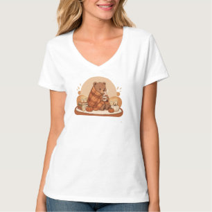 Cute Bear and Warm Autumn Vibes Art T-Shirt