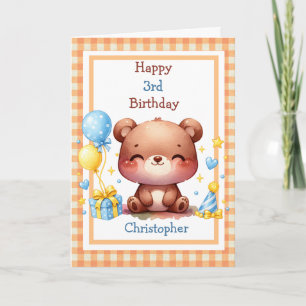 Cute Bear Any Age Birthday for Boys Card