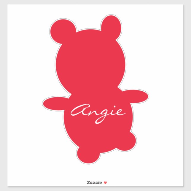 Cute Bear Any Colour Name Car Sticker (Sheet)