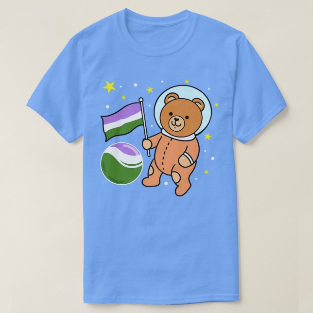 Cute Bear Astronaut Genderqueer Pride  T-Shirt (Design Front)