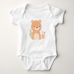 Cute Bear Baby Jersey Bodysuit Animal Design 