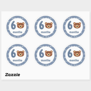 Cute Bear Baby Monthly Milestone Classic Round Sticker