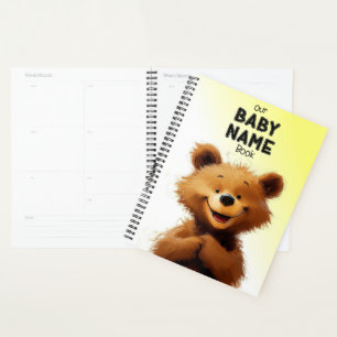Cute Bear Baby Name Book Planner