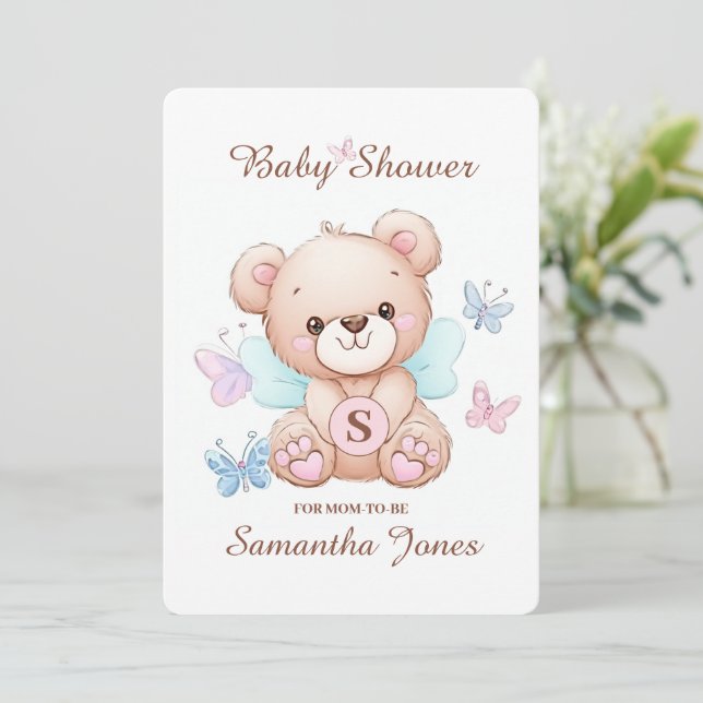 Cute Bear Baby Shower Invitation (Standing Front)
