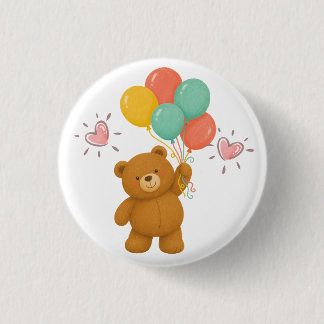 Cute Bear Balloons Button