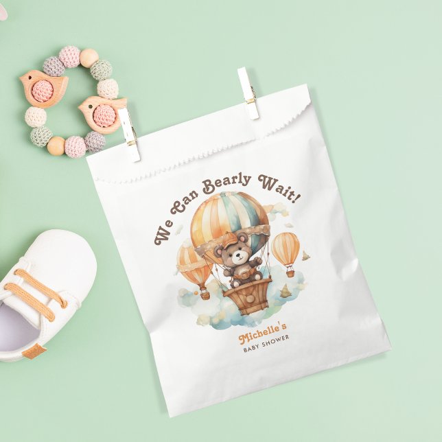 Cute Bear Balloons We Can Bearly Wait Baby Shower Favour Bags (Creator Uploaded)