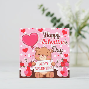 Cute bear be my valentine holiday card