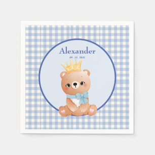 Cute Bear Blue Gingham  Napkin