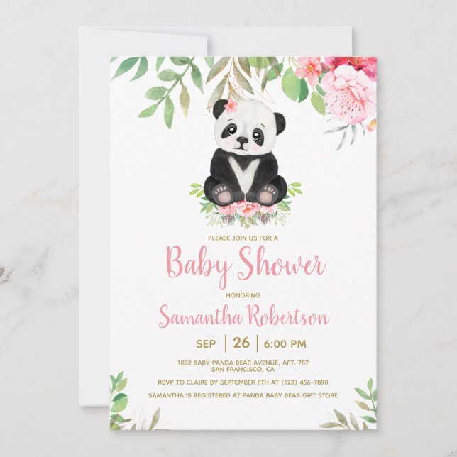 Cute Bear Blush Pink Girl Baby Shower Custom Photo Invitation (Front)
