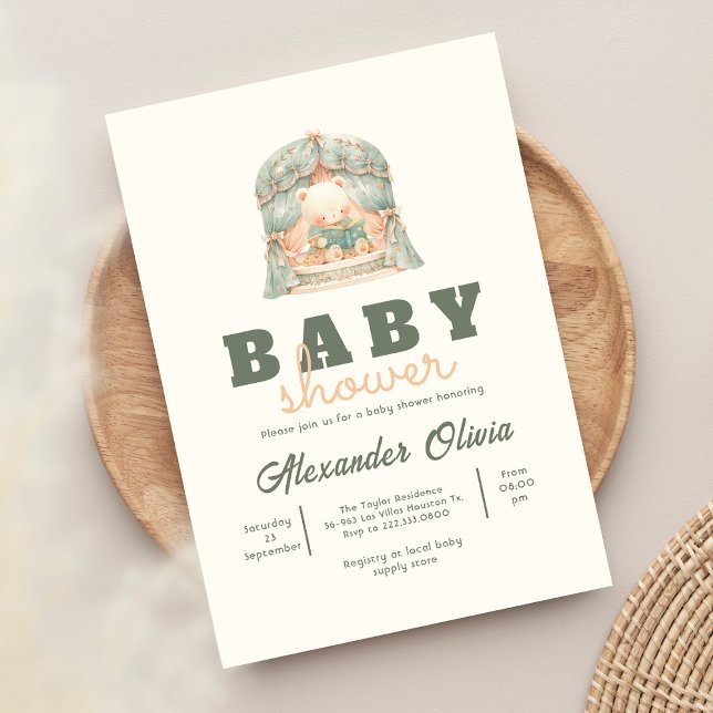 Cute Bear Boho Baby Shower Invitation (Creator Uploaded)