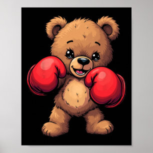 Cute Bear Boxing Gloves Poster