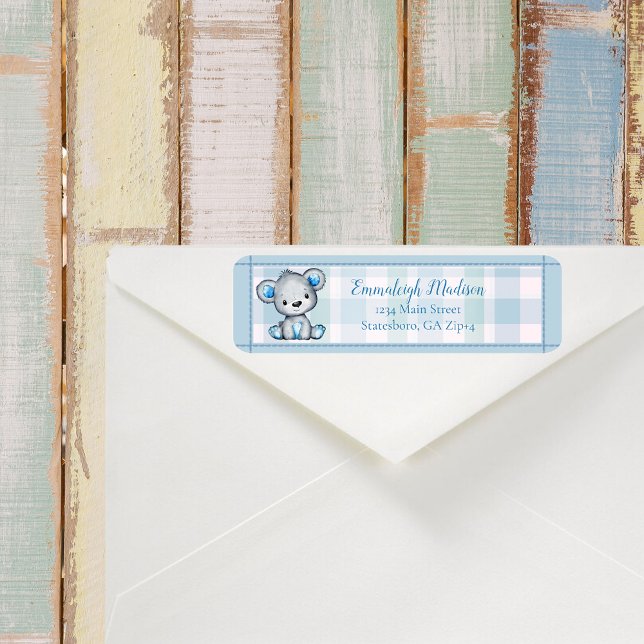 Cute Bear Boy Baby Shower Return Address (Creator Uploaded)