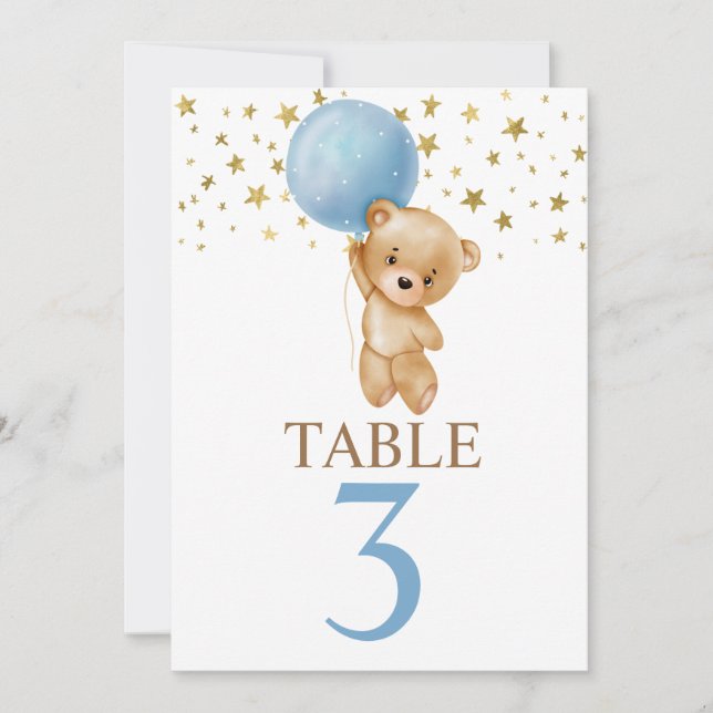 Cute Bear Boy Table sign Invitation (Front)