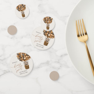 Cute Bear, Brown Balloons, First Birthday Confetti