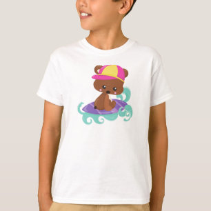 Cute Bear, Brown Bear, Little Bear, Surfing Board T-Shirt
