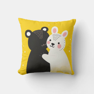 🧸🐰 Cute Bear & Bunny Friendship Cosy Decor Gift Cushion