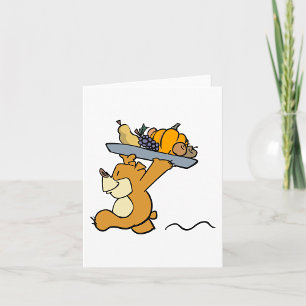 Cute Bear Carrying a Festive Harvest Platter  Card