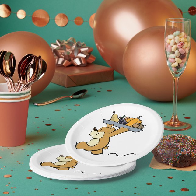 Cute Bear Carrying a Festive Harvest Platter  Paper Plate (Creator Uploaded)