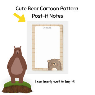 Cute Bear Cartoon Pattern  Post-it Notes
