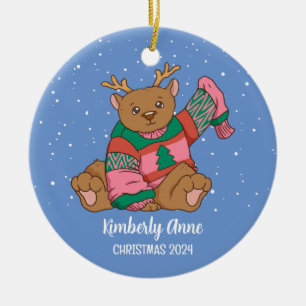 Cute Bear Christmas Animal Snow Winter Holiday Ceramic Tree Decoration