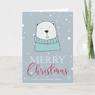Cute Bear Christmas Card Cartoon style