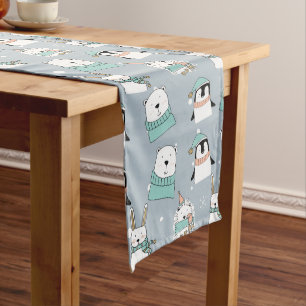 Cute Bear Christmas design Long Table Runner