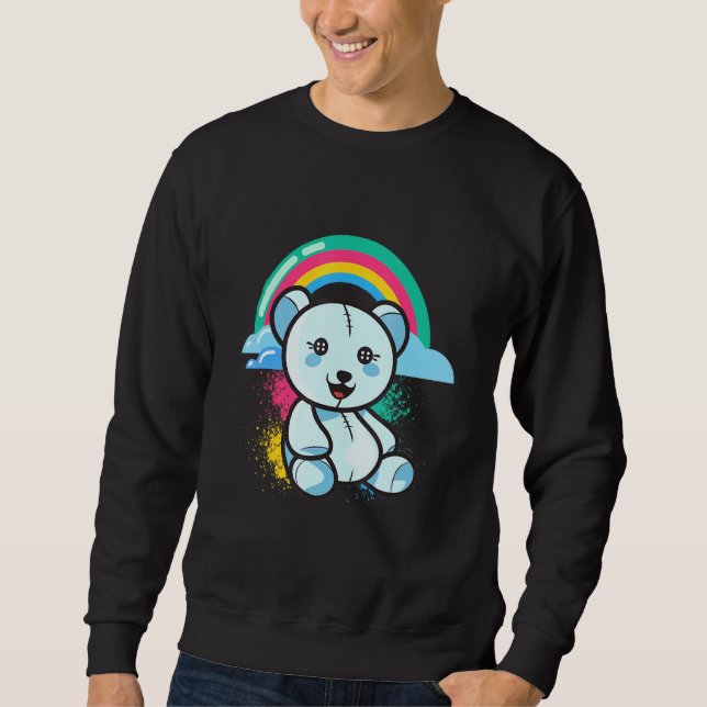 Cute Bear Colourful Rainbow Teddy Bear Cuddly Bear Sweatshirt (Front)