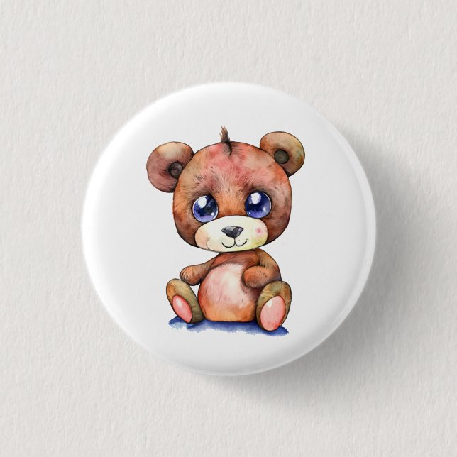 Cute Bear Cool Teddy positive 3 Cm Round Badge (Front)