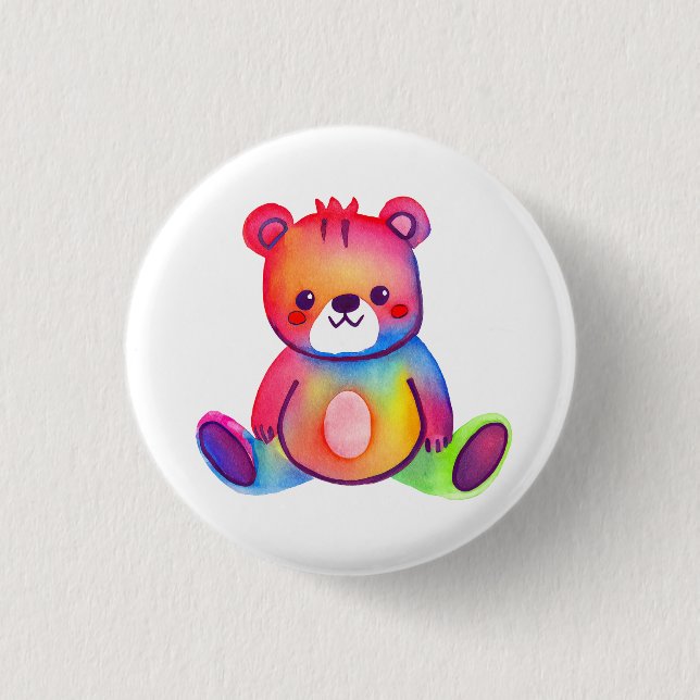 Cute Bear Cool Teddy positive 3 Cm Round Badge (Front)