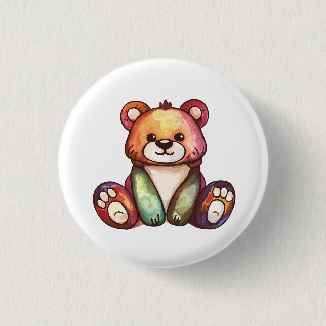 Cute Bear Cool Teddy positive 3 Cm Round Badge (Front)