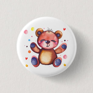 Cute Bear Cool Teddy positive 3 Cm Round Badge