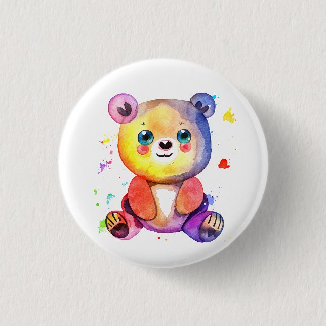 Cute Bear Cool Teddy positive 3 Cm Round Badge (Front)