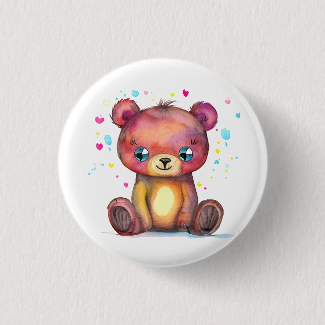 Cute Bear Cool Teddy positive 3 Cm Round Badge (Front)
