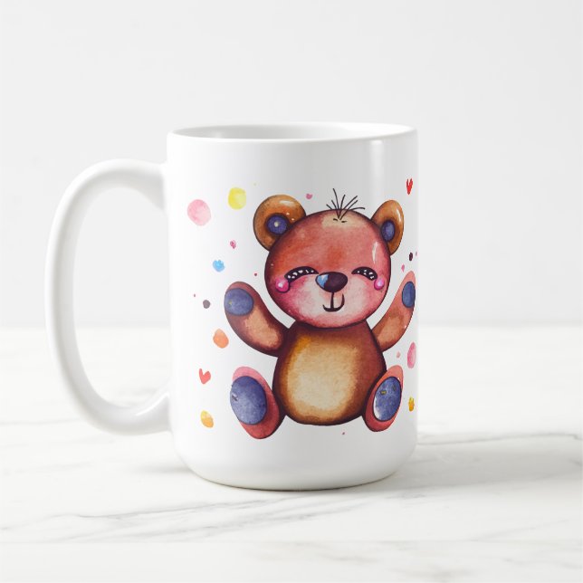 Cute Bear Cool Teddy positive Coffee Mug (Left)