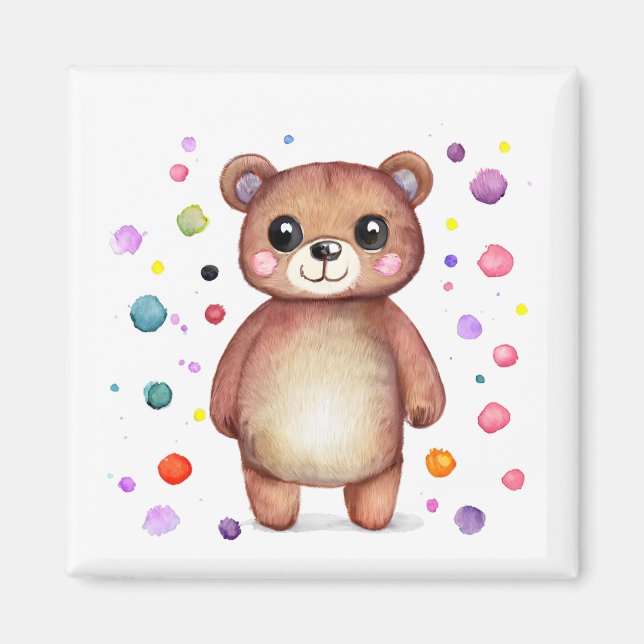 Cute Bear Cool Teddy positive Magnet (Front)