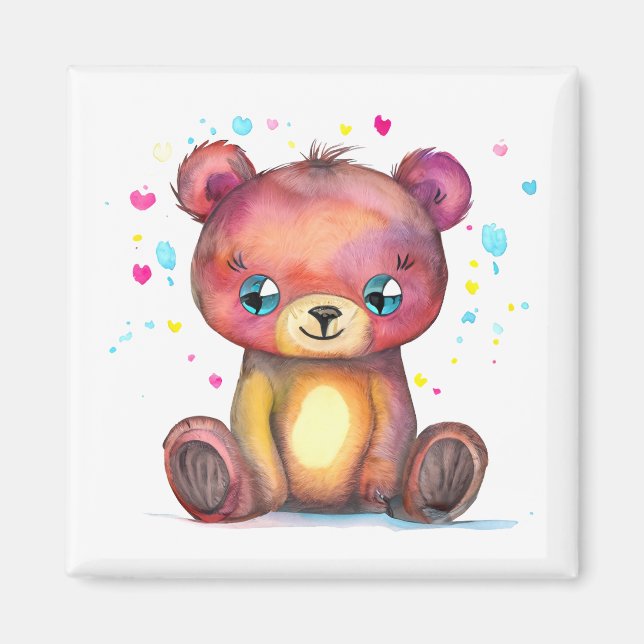 Cute Bear Cool Teddy positive Magnet (Front)