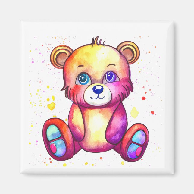 Cute Bear Cool Teddy positive Magnet (Front)