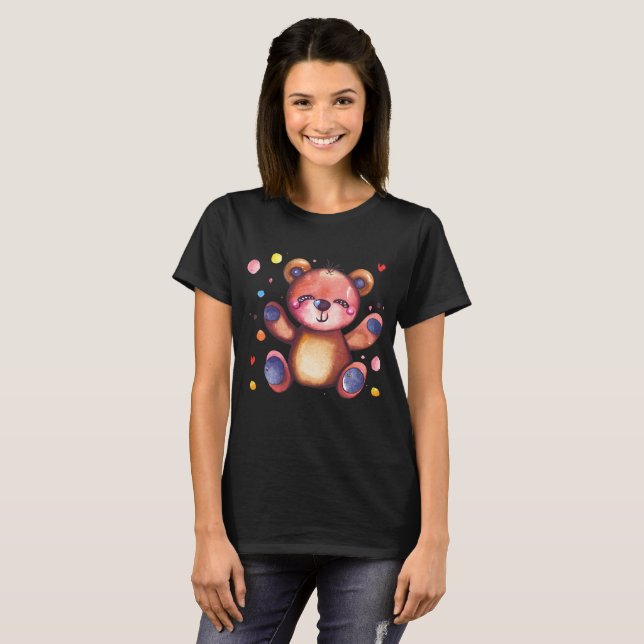 Cute Bear Cool Teddy positive T-Shirt (Front Full)