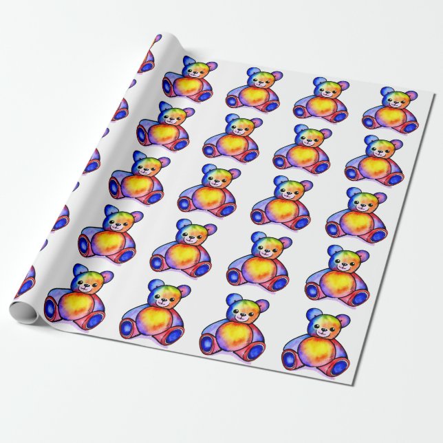 Cute Bear Cool Teddy positive Wrapping Paper (Unrolled)