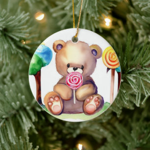 Cute Bear Cub Ceramic Tree Decoration
