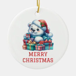 Cute Bear Cub Christmas Ceramic Tree Decoration
