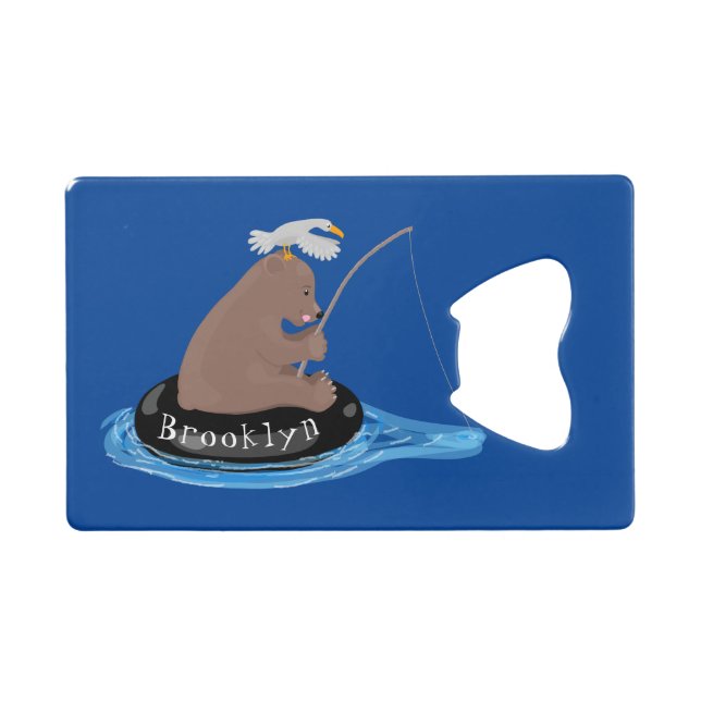 Cute bear cub fishing cartoon illustration (Front (Horizontal))