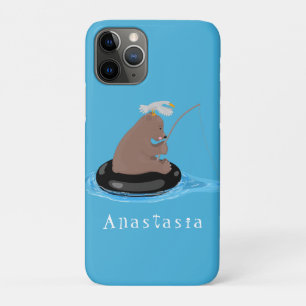 Cute bear cub fishing cartoon illustration Case-Mate iPhone case