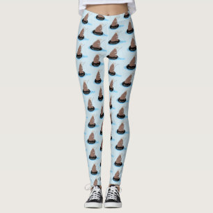 Cute bear cub fishing cartoon illustration leggings