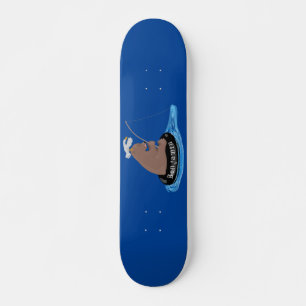 Cute bear cub fishing cartoon illustration skateboard