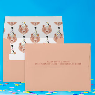 Cute Bear Cub Party Animal Birthday Party  Envelope