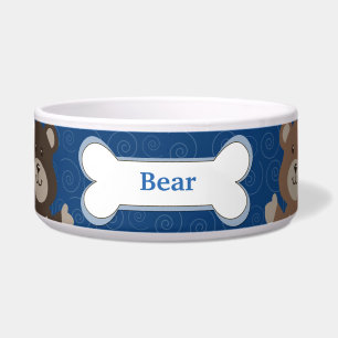Cute Bear Customised Pet Dog Food Bowl - Navy